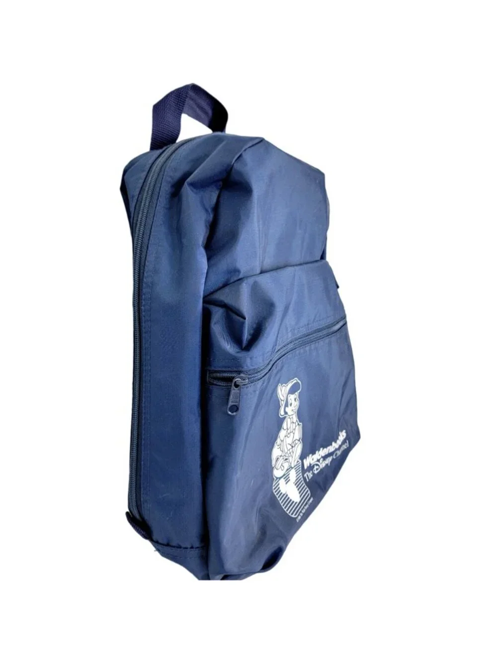 Vintage 80s Disney Backpack Vinyl Pinocchio Bag Blue White Medium Women Child